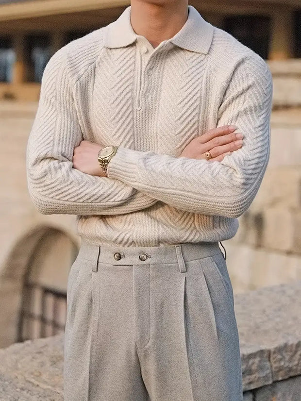 Slim Fit Cable Knit Sweater for Men - Oldmoneyculture