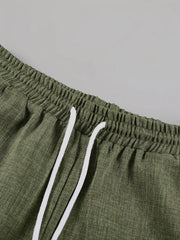Pocket and Drawstring Style Double Cross Spliced Short Sleeve Shorts Set - Oldmoneyculture