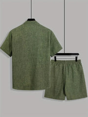 Pocket and Drawstring Style Double Cross Spliced Short Sleeve Shorts Set - Oldmoneyculture