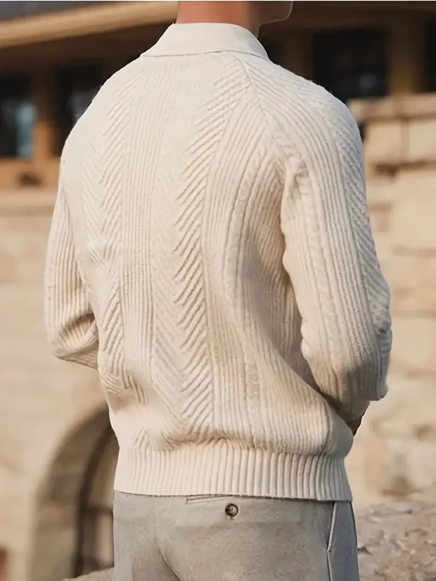 Slim Fit Cable Knit Sweater for Men - Oldmoneyculture